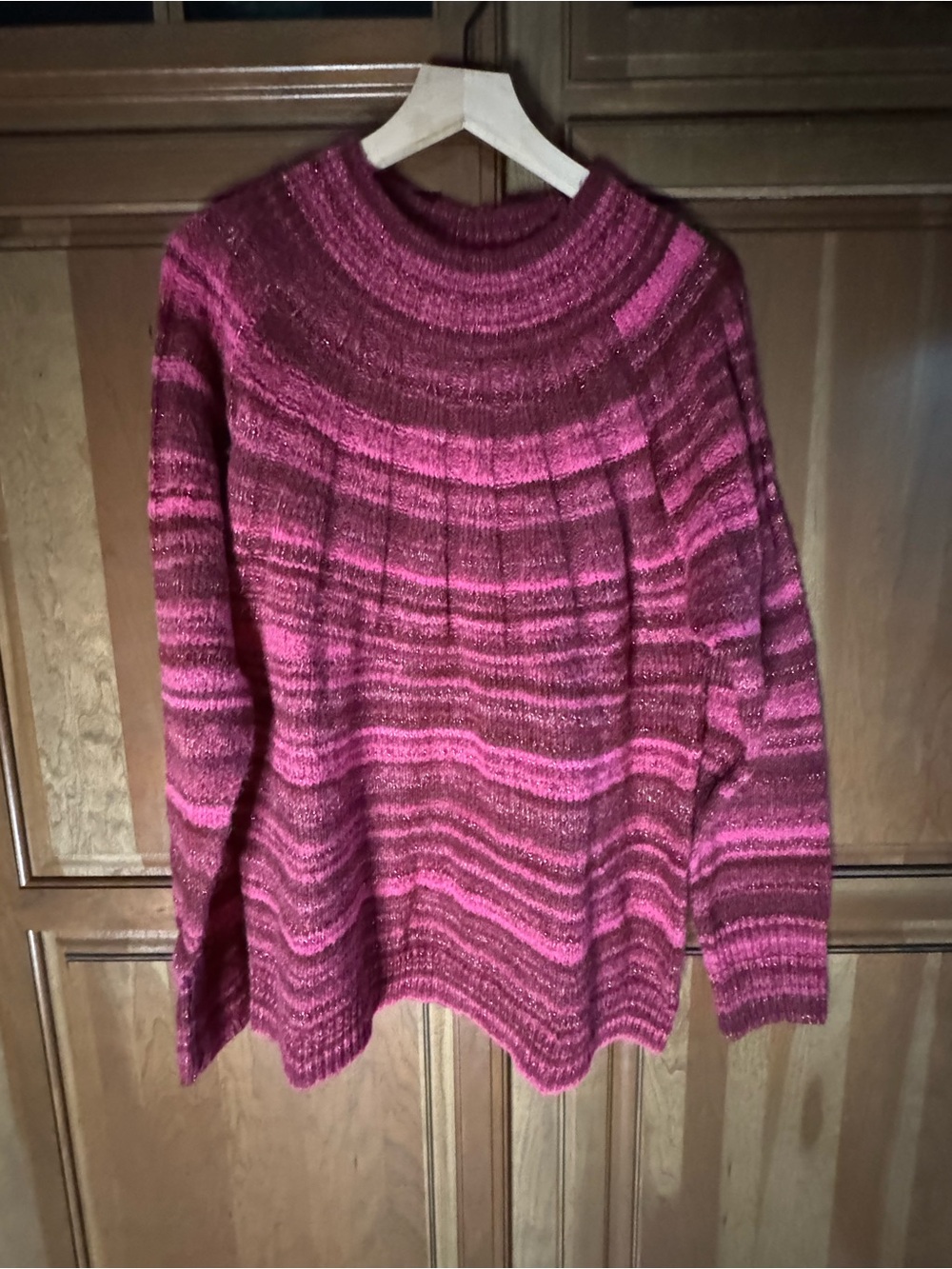 Knox Rose Striped Cowlneck Sweater in Berry and Plum